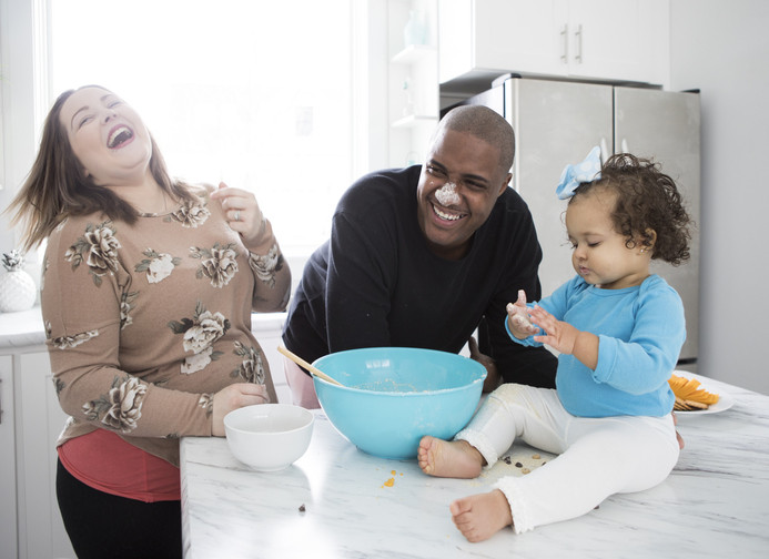 family cooking together